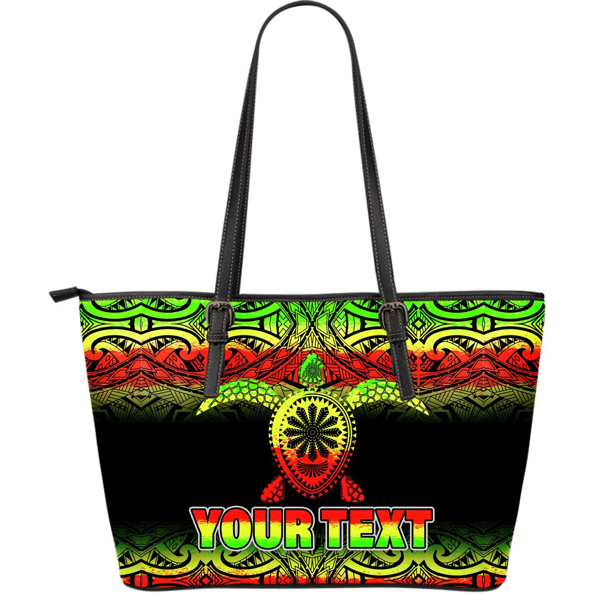 Turtle Custom Personalised Leather Tote - Polynesian Fog Style Reggae - Polynesian Pride