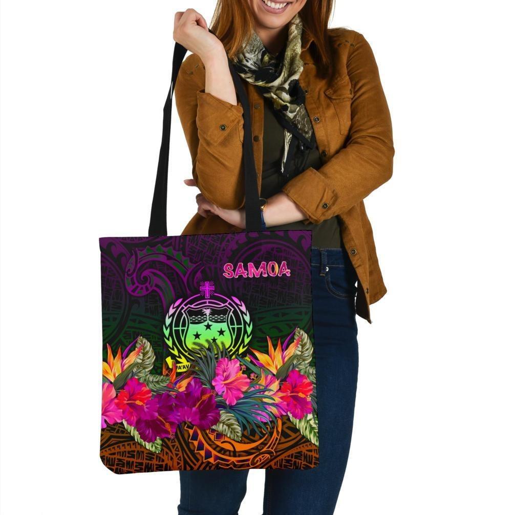 Samoa Tote Bags - Summer Hibiscus Tote Bag One Size Reggae - Polynesian Pride