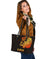 Sun In Leo Zodiac Small Leather Tote Polynesian Tattoo Simple - Orange Black Orange - Polynesian Pride