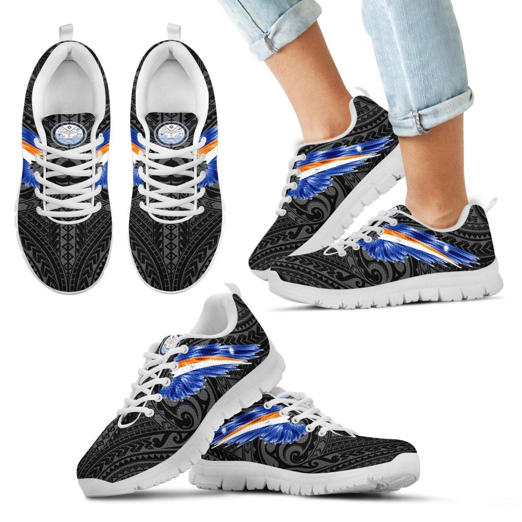 Marshall Islands Sneakers - Marshall Islands Seal & Flag Wing - A8 Kid's Sneakers - White Sole - Polynesian Pride