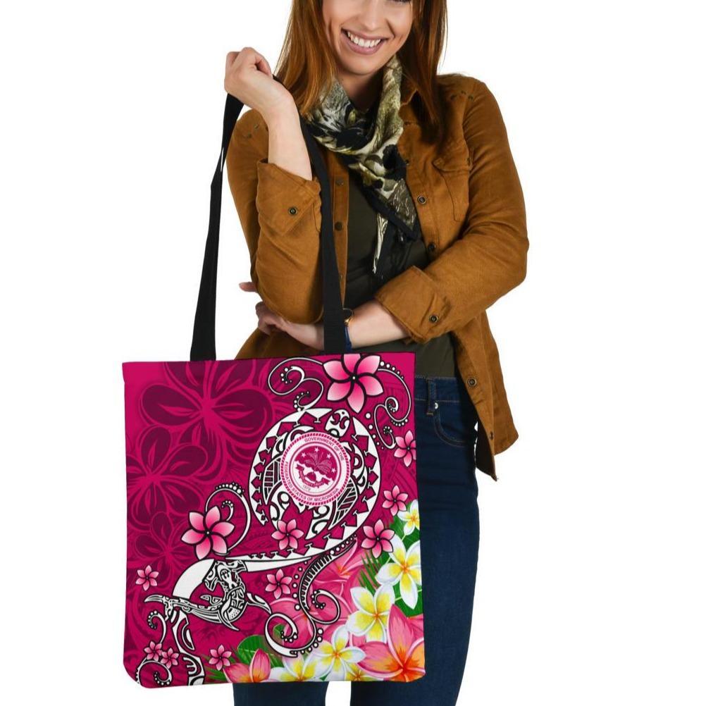 FSM Tote Bags - Turtle Plumeria (PINK) Tote Bag One Size Pink - Polynesian Pride