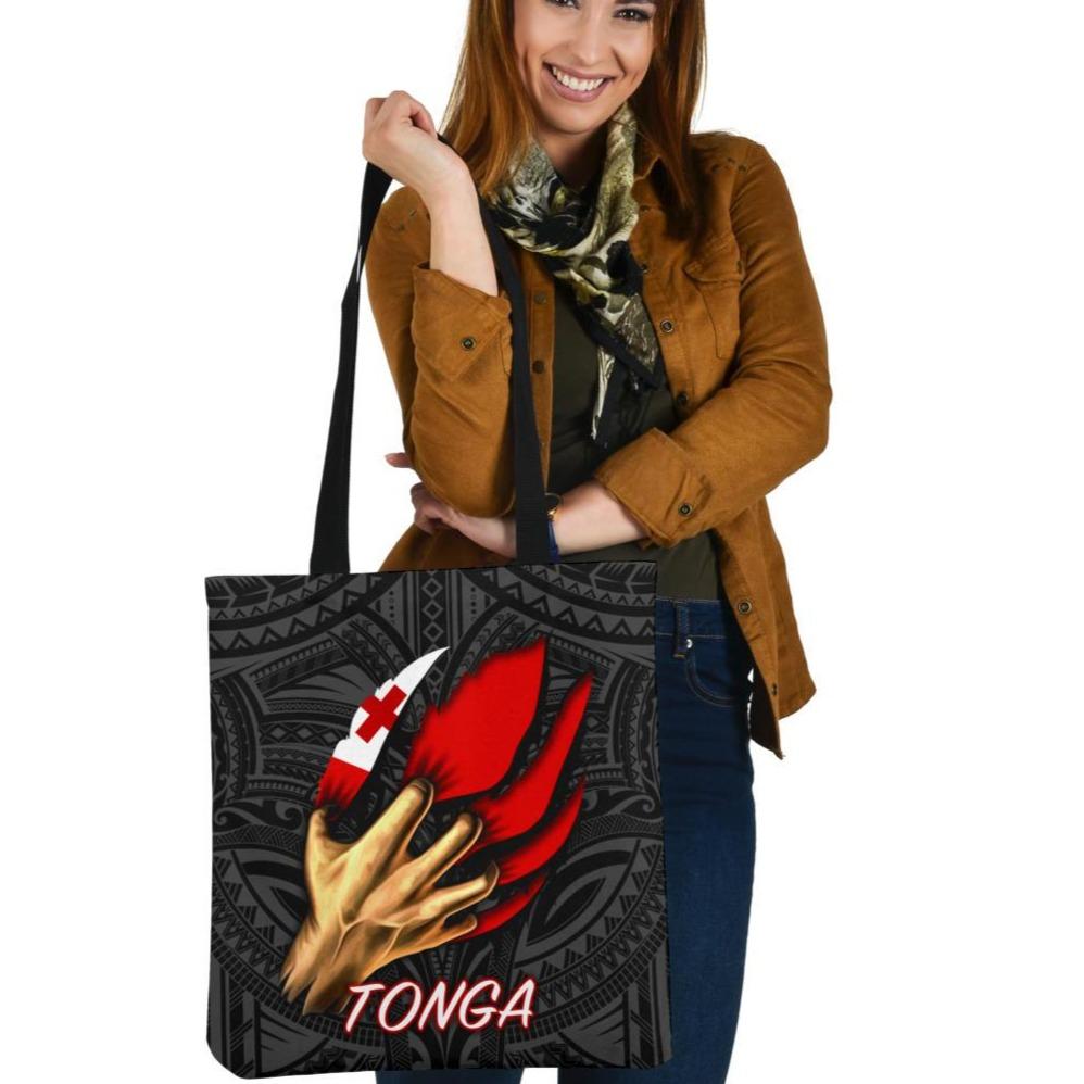 Tonga Tote Bag - Tonga In Me (Black) Tote Bag One Size Black - Polynesian Pride