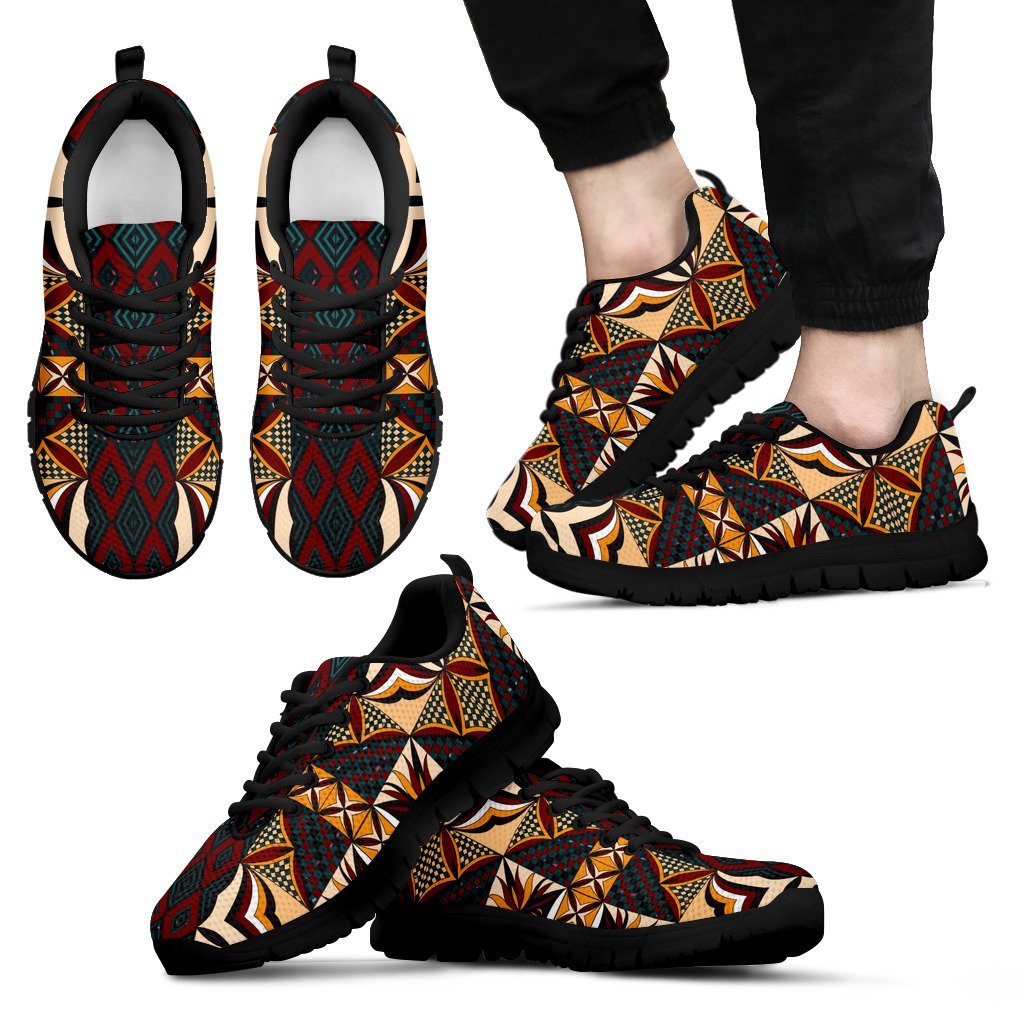 Samoa Sneakers - Samoan Siapo Style - K7 Kid's Sneakers - Black Sole - Polynesian Pride