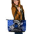 Samoa Custom Personalised Large Leather Tote Bag - Samoa Seal Wave Style (Blue) Blue - Polynesian Pride