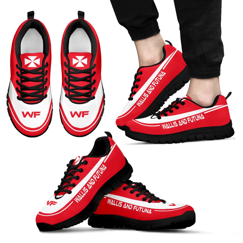 Wallis And Futuna Sneakers - Wallis And Futuna Coat Of Arms Men's Sneakers - Black Sole - Polynesian Pride