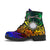 Marshall Islands Custom Personalised Leather Boots - Rainbow Polynesian Pattern - Polynesian Pride