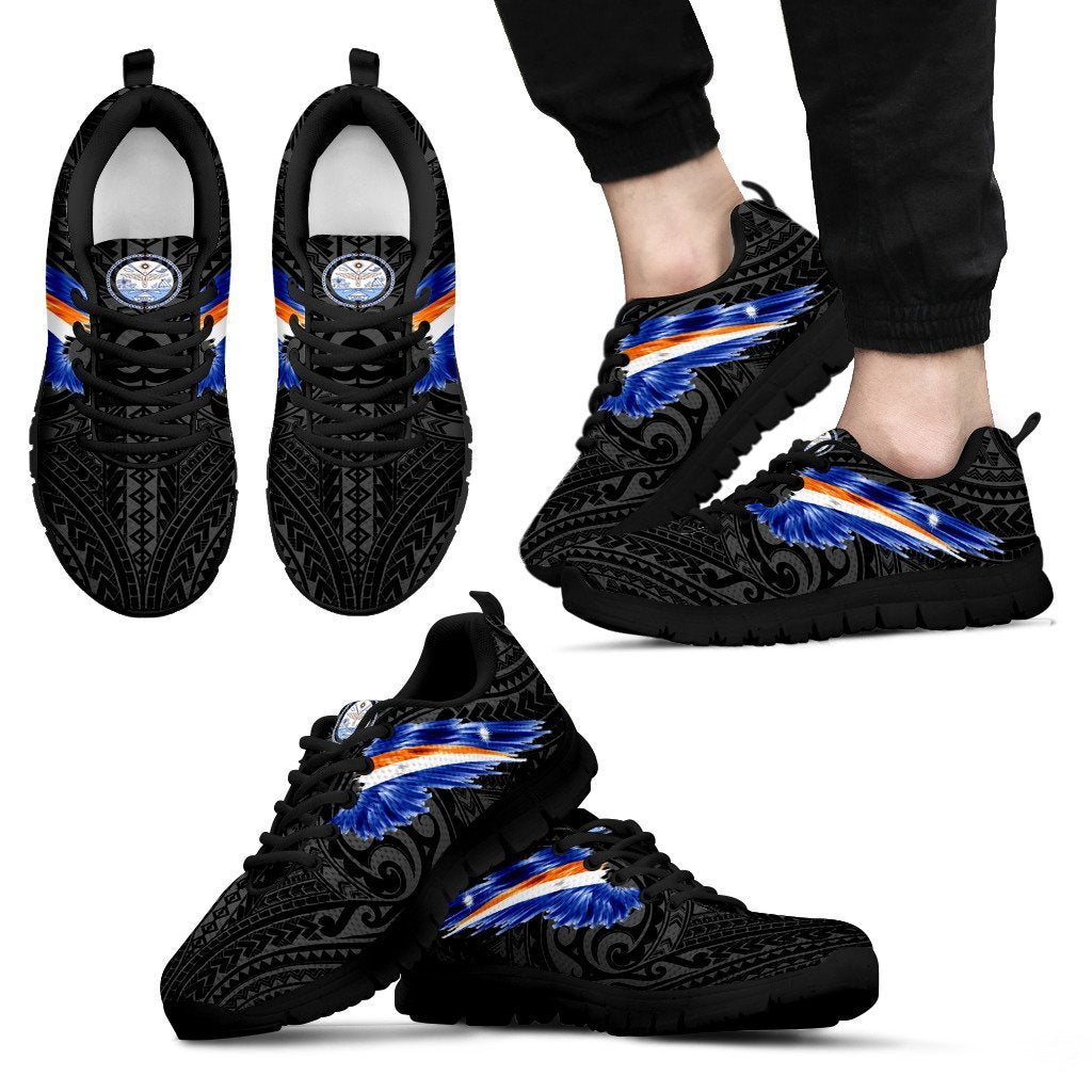 Marshall Islands Sneakers - Marshall Islands Seal & Flag Wing - A8 Men's Sneakers - Black Sole - Polynesian Pride
