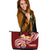 Tahiti Leather Tote Bag - Tahiti Seal Polynesian Patterns Plumeria Red - Polynesian Pride