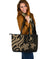 Yap Micronesian Large Leather Tote Bag - Gold Tentacle Turtle Gold - Polynesian Pride