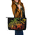 Hawaii Polynesian Large Leather Tote Bag - Vintage Polynesian Turtle (Reggae) Reggae - Polynesian Pride