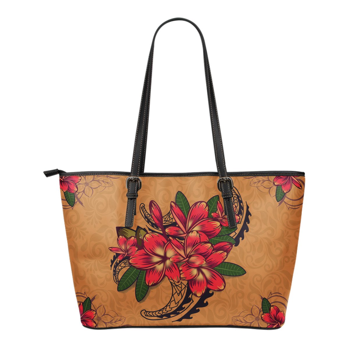 Hibiscus Small Leather Tote Bag 07 White - Polynesian Pride