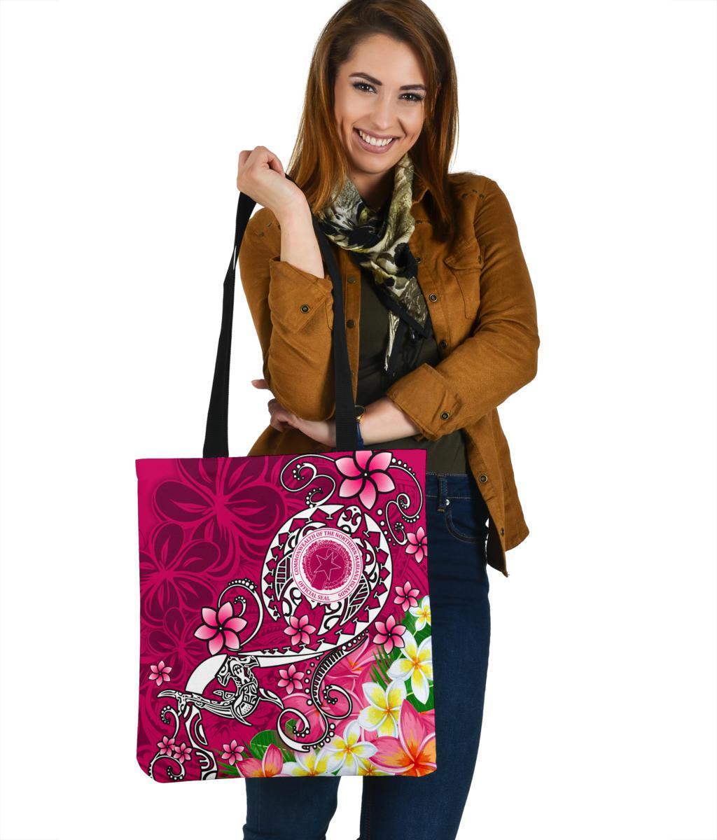 CNMI Tote Bags - Turtle Plumeria (Pink) Tote Bag One Size Art - Polynesian Pride