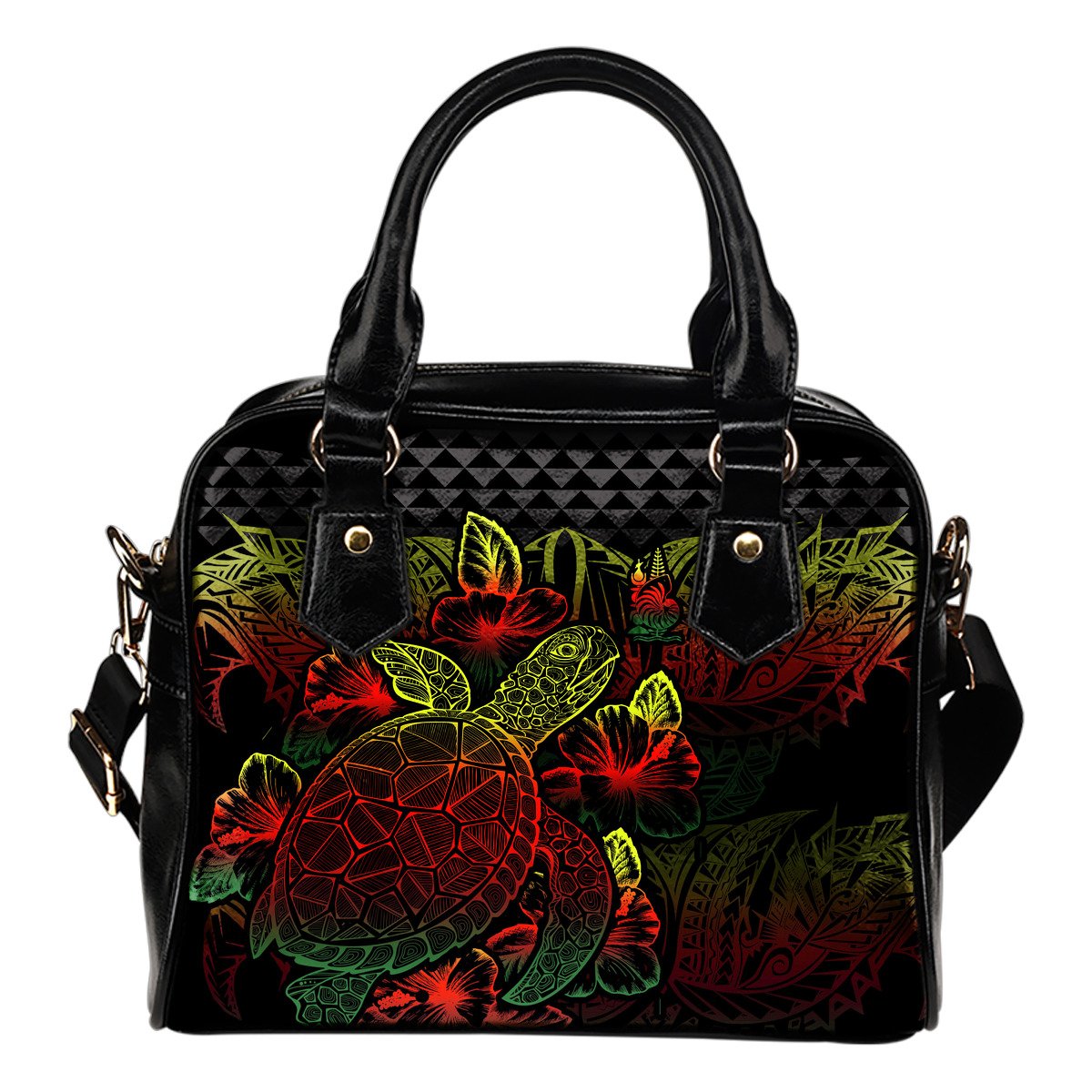 New Caledonia Polynesian Shoulder Handbag Turtle Hibiscus Reggae One Size Reggae - Polynesian Pride