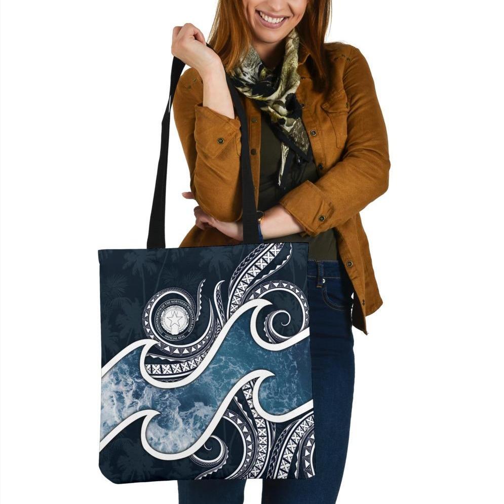 Northern Mariana Islands Polynesian Tote Bag - Ocean Style Tote Bag One Size Blue - Polynesian Pride