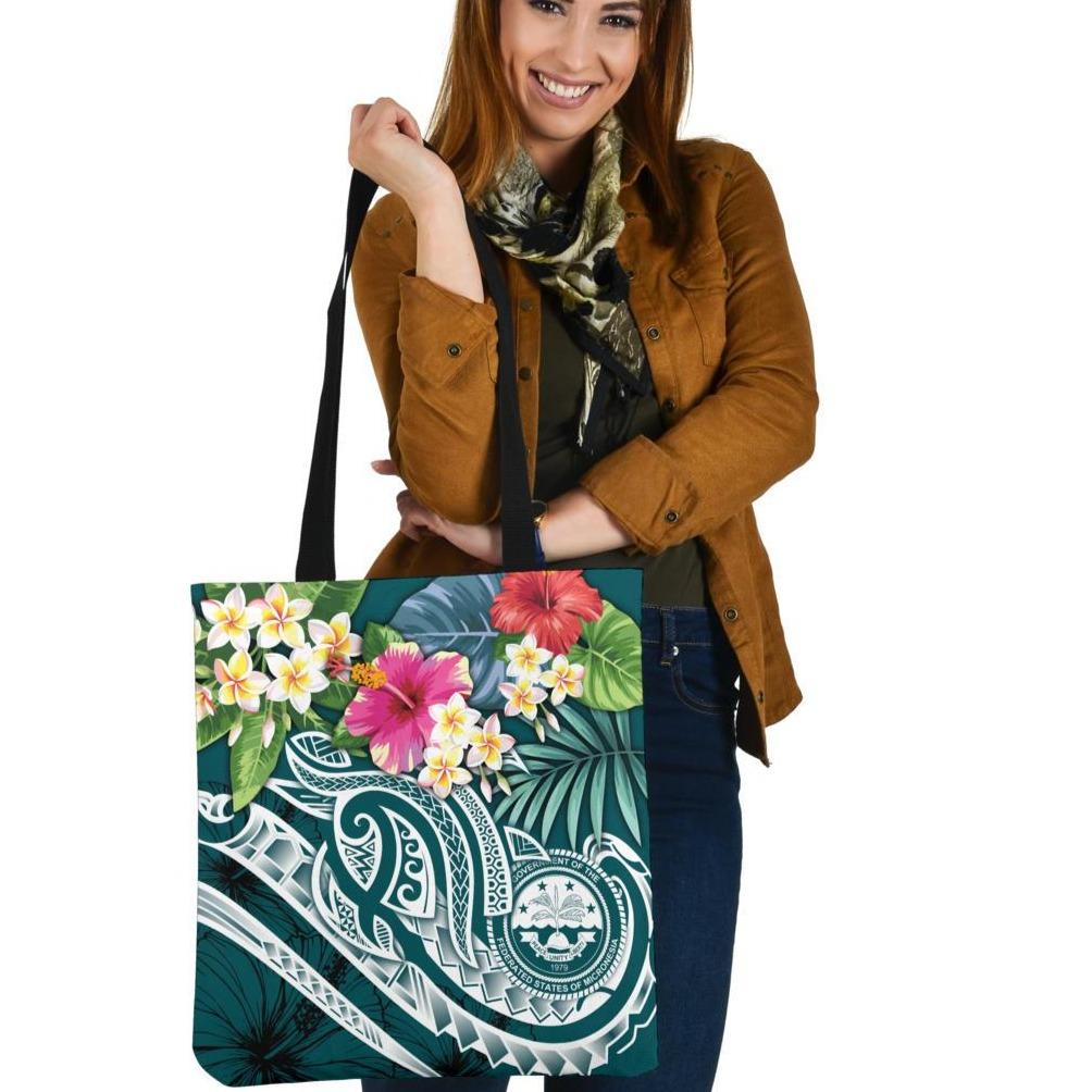 FSM Polynesian Tote Bags - Summer Plumeria (Turquoise) Tote Bag One Size Turquoise - Polynesian Pride