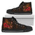 Polynesian Hawaii Kanaka Maoli High Top Shoes - Humpback Whale with Hibiscus (Golden) Unisex Black - Polynesian Pride