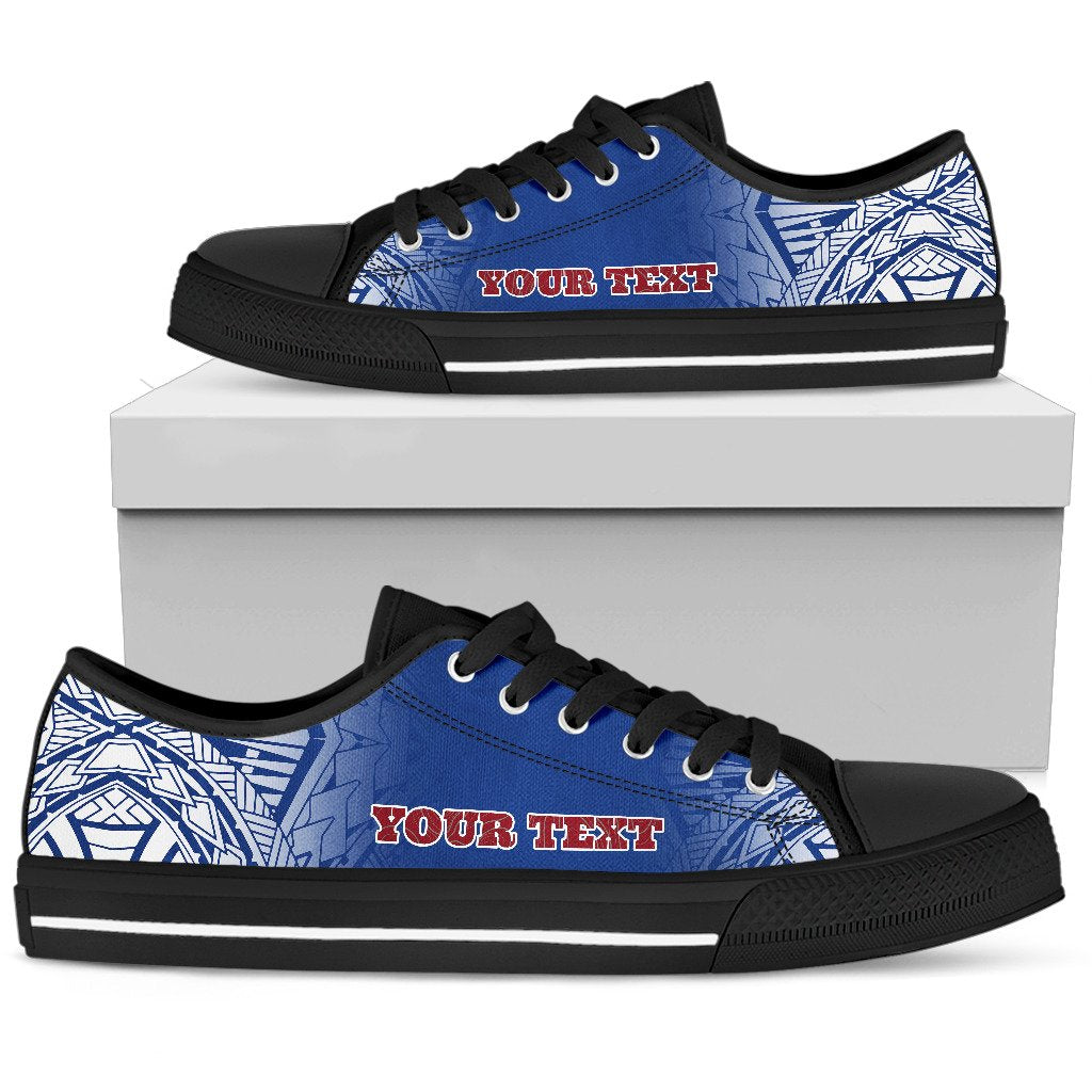 Samoa Custom Personalised Low Top Shoe - Polynesian Fog Blue White - Polynesian Pride