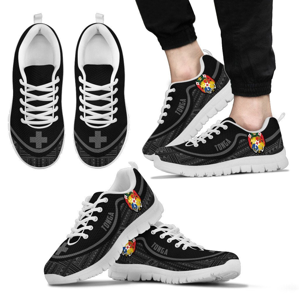 Tonga Wave Sneakers - Polynesian Pattern Gray Color Men's Sneakers - White - Tonga White - Polynesian Pride