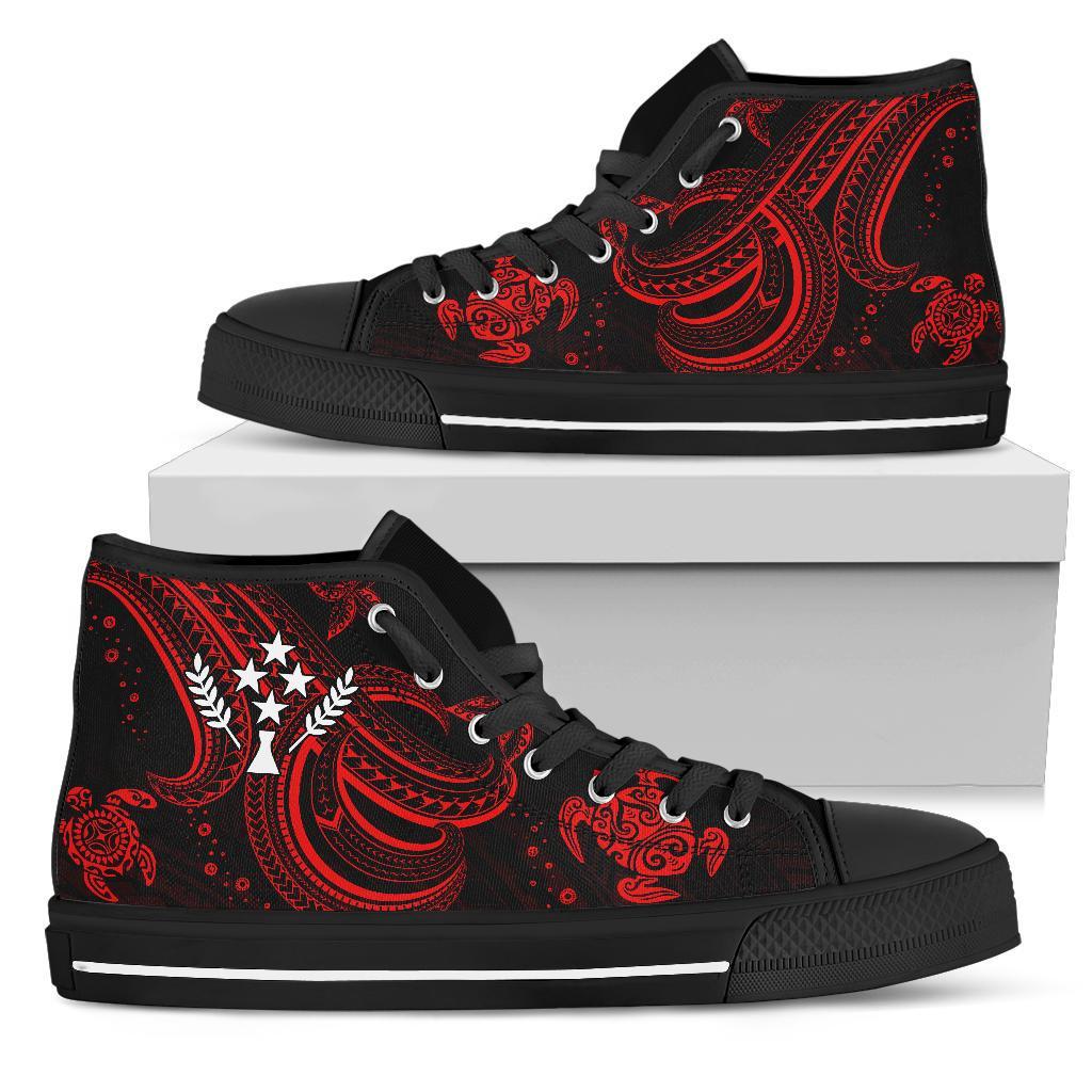 Kosrae High Top Shoes - Red Turtle Unisex Black - Polynesian Pride