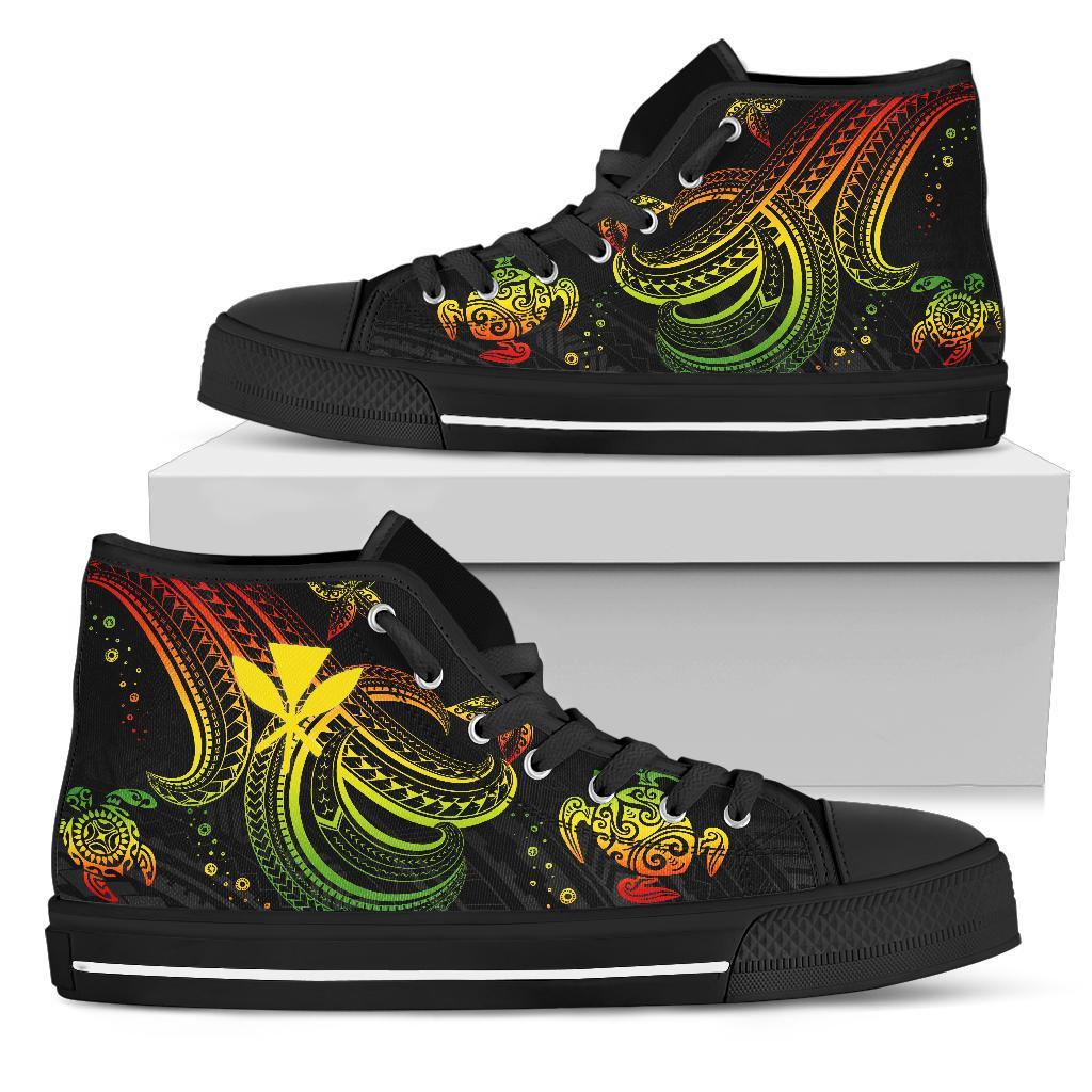 Hawaii High Top Shoes - Reggae Turtle Unisex Black - Polynesian Pride