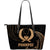 Pohnpei Micronesia Leather Tote Bag - Gold Tribal Wave Black - Polynesian Pride