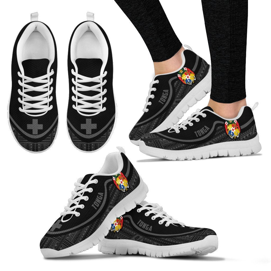 Tonga Wave Sneakers - Polynesian Pattern Gray Color Women's Sneakers - White - Tonga White - Polynesian Pride