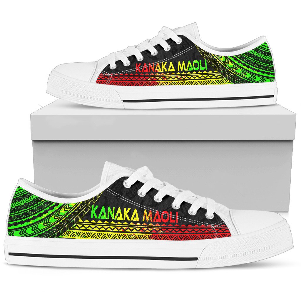 Kanaka Maoli Low Top Shoes - Polynesian Reggae Chief Version White - Polynesian Pride