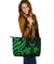 Marshall Islands Large Leather Tote Bag - Tentacle Turtle Green Green - Polynesian Pride