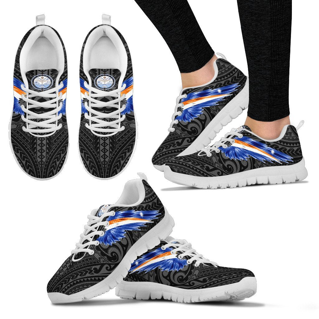 Marshall Islands Sneakers - Marshall Islands Seal & Flag Wing - A8 Women's Sneakers - White Sole - Polynesian Pride
