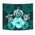 Polynesian Tapestry Turtle And Hibiscus Turquoise - Polynesian Pride