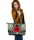 Personalised - Hawaii Hibiscus Culture Polynesian Large Leather Tote Beige - Polynesian Pride