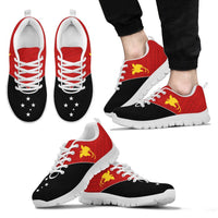 Papua New Guinea Rising Sneakers - Papua New Guinea Flag Red Black - A6 Kid's Sneakers - White Sole - Polynesian Pride