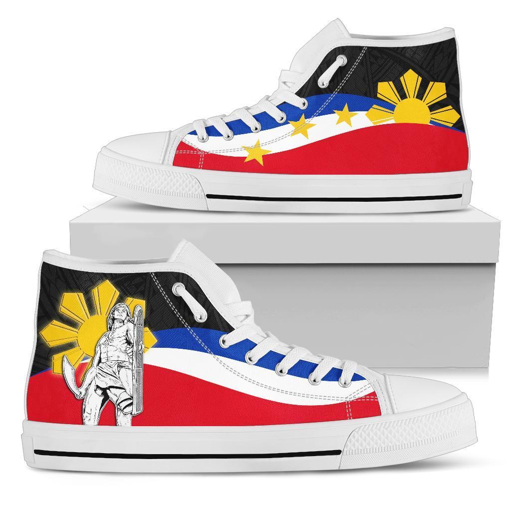 Philippines High Top Shoes - King Lapu - Lapu Polynesian Pattern Kid's High Top Shoe - White Sole - Polynesian Pride