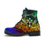 Kosrae Custom Personalised Leather Boots - Rainbow Polynesian Pattern - Polynesian Pride