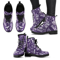 Celtic Women's Leather Boot - Purple Witch Essentials Pagan Boots - Polynesian Pride