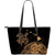 Hawaii Map Plumeria Polynesian Gold Turtle Large Leather Tote Gold - Polynesian Pride