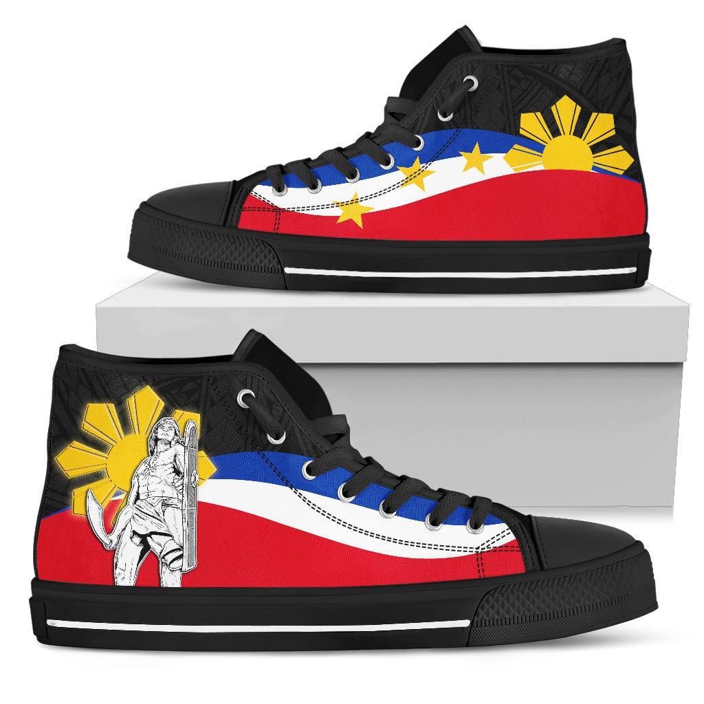 Philippines High Top Shoes - King Lapu - Lapu Polynesian Pattern Kid's High Top Shoe - Black Sole - Polynesian Pride