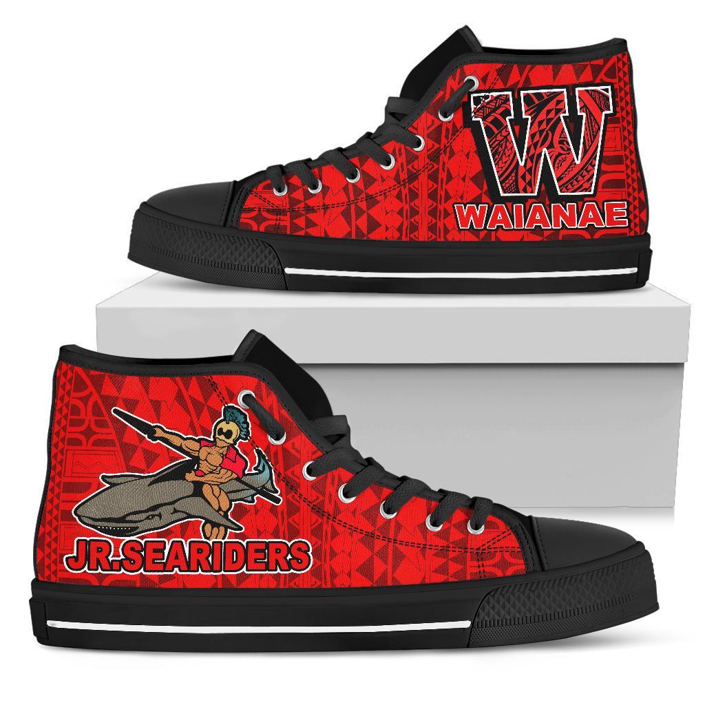 Hawaii Polynesian High Top Shoes Waianae Unisex Black - Polynesian Pride