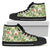 Hawaiian Shoes - Tropical Hibiscus, Plumeria Green High Top Shoes Womens High Top Black - Polynesian Pride