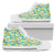 Hawaiian Shoes - Tropical Plumeria Blue High Top Shoes Mens High Top White - Polynesian Pride