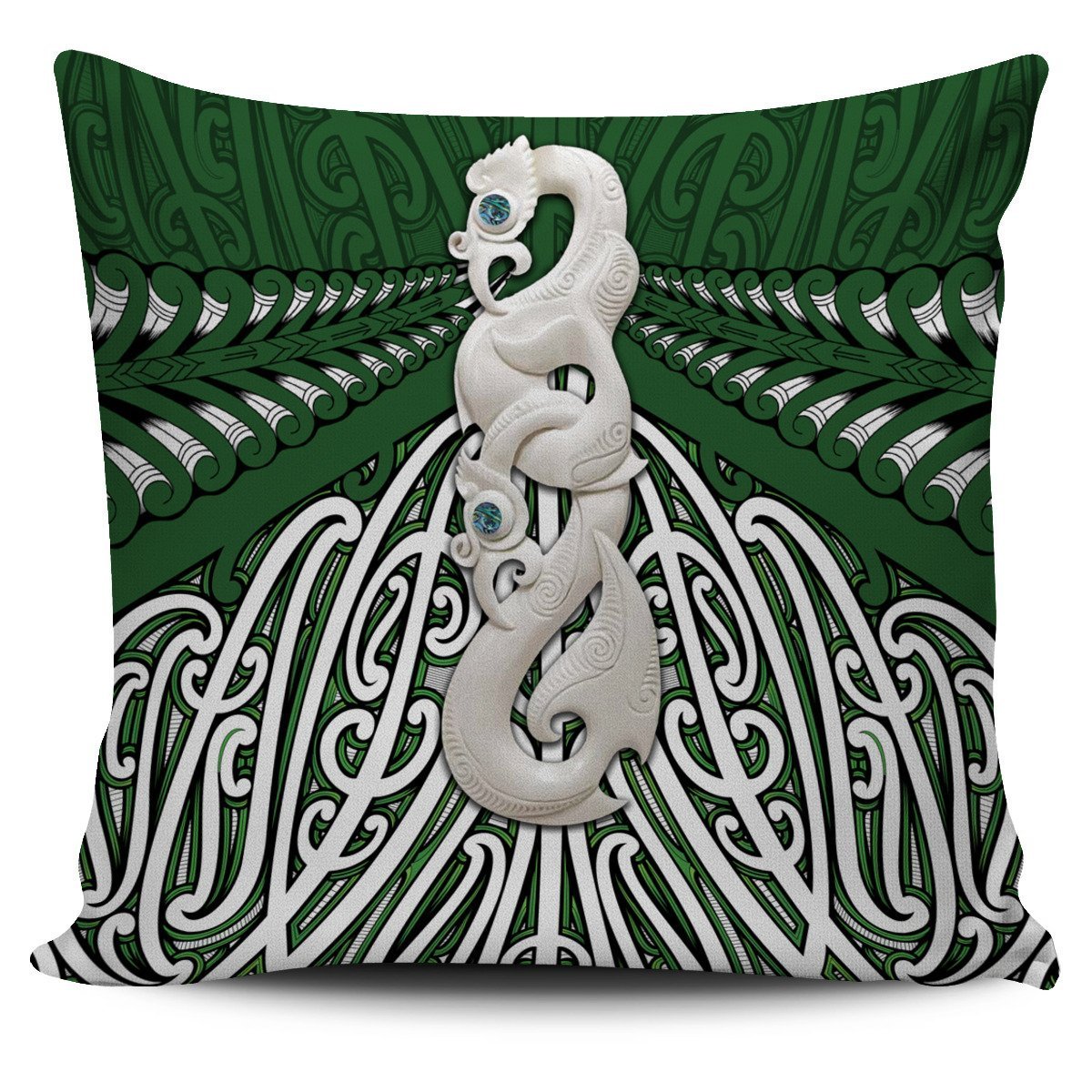 Maori Moko Tattoo Pillow Cover, Manaia Pounamu - Polynesian Pride