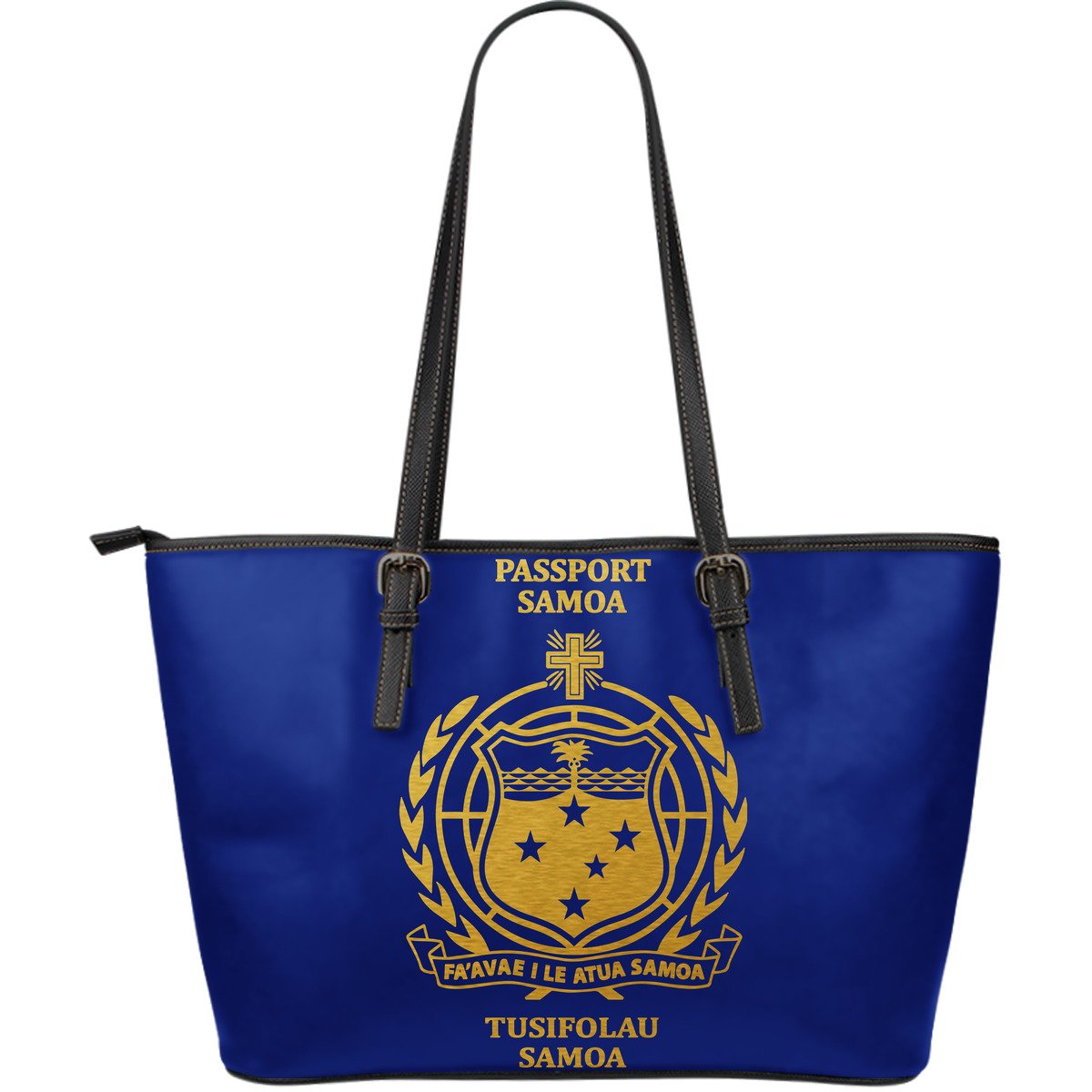 Samoa Passport Large Leather Tote Bag Blue - Polynesian Pride