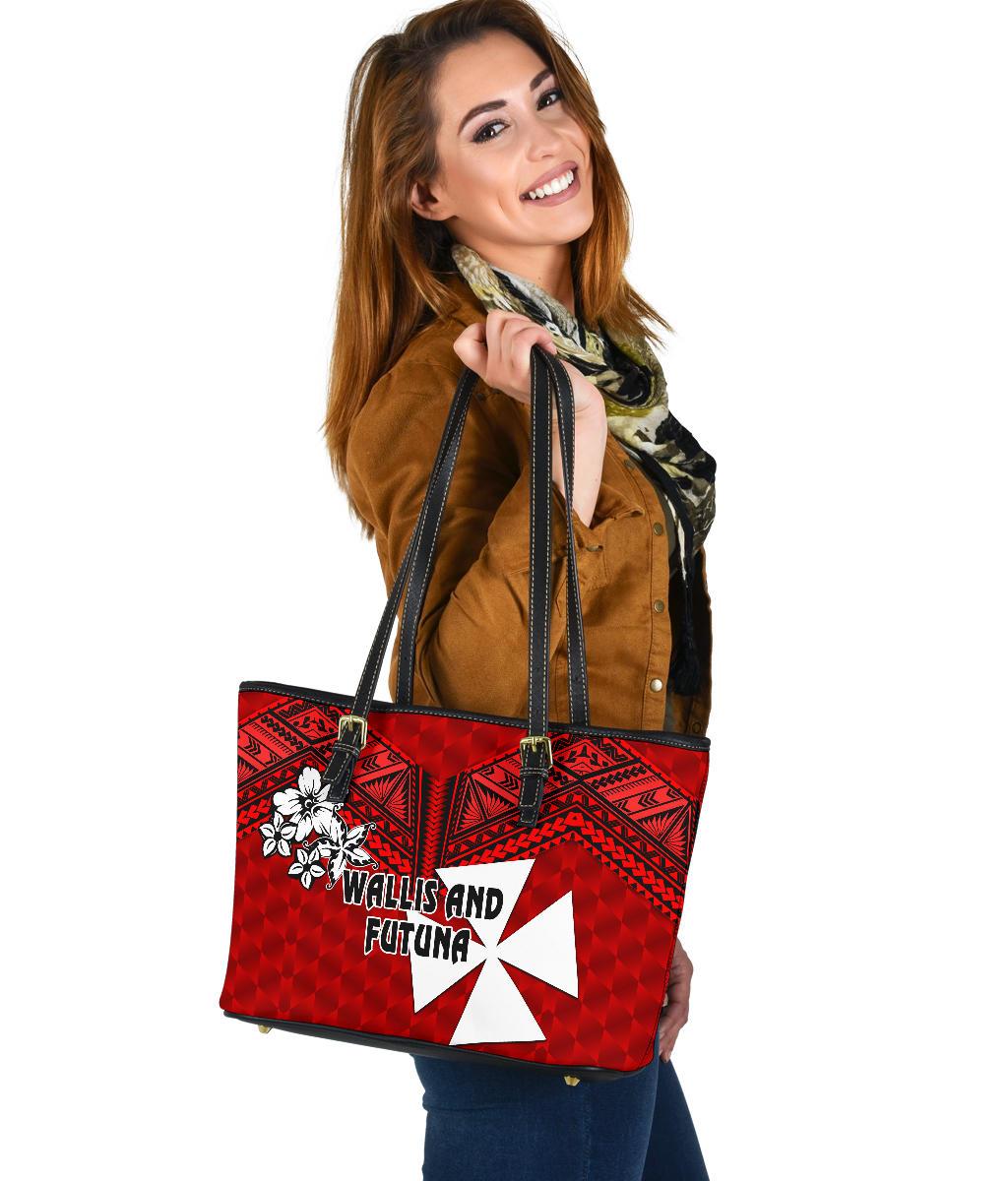 Wallis and Futuna Rugby Small Leather Tote Sporty Vibes Red - Polynesian Pride