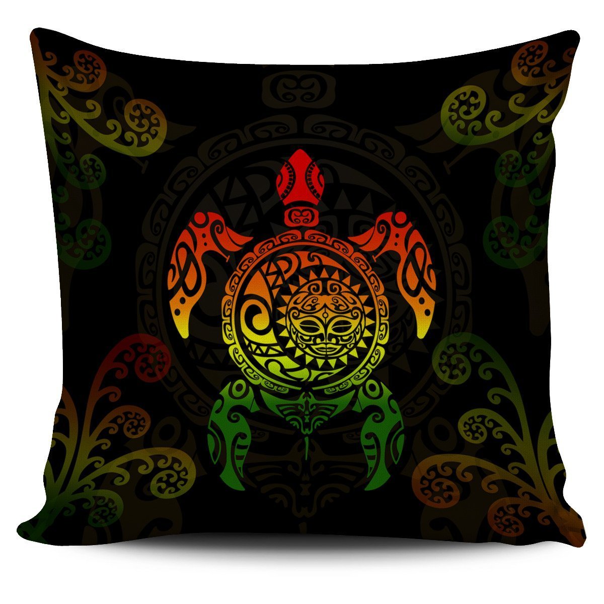 Maori Turtle Pillow Cover Rasta - Polynesian Pride