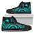 Papua New Guinea High Top Canvas Shoes - Turquoise Tentacle Turtle Unisex Black - Polynesian Pride