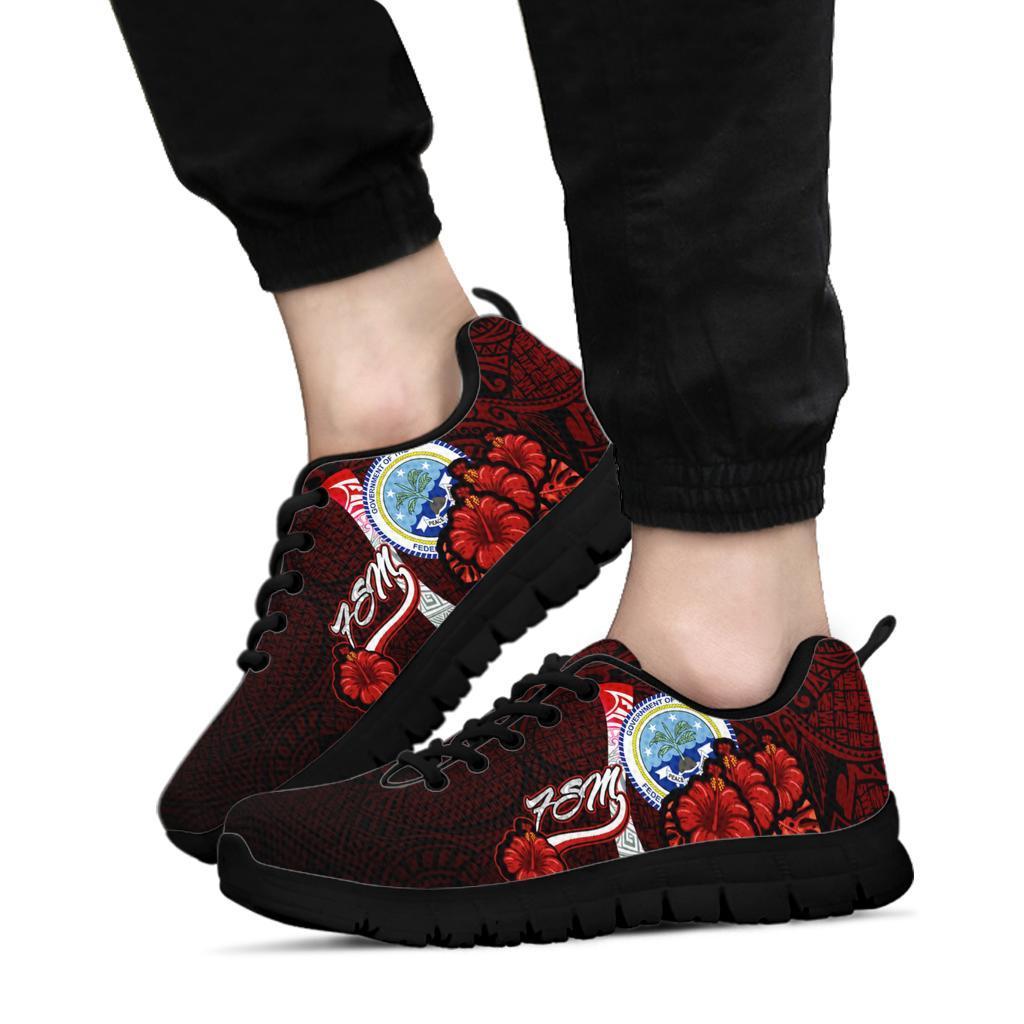 Federated States Of Micronesia Sneakers - Coat Of Arm With Hibiscus - Polynesian Pride