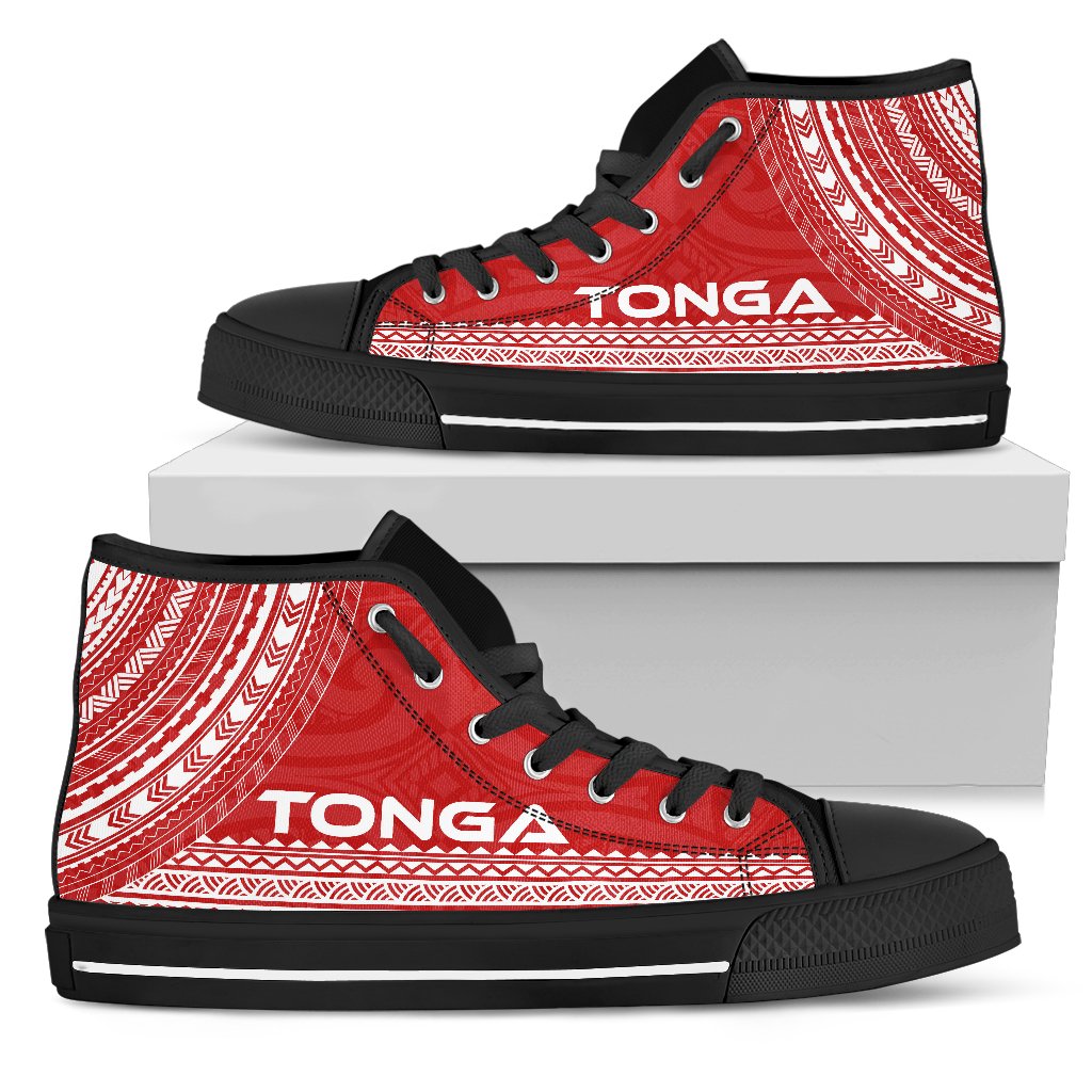 Tonga High Top Shoes - Polynesian Flag Chief Version Kid - Black Sole - Polynesian Pride