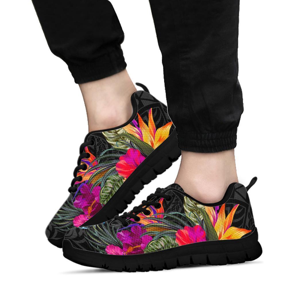 Solomon Islands Sneakers - Polynesian Hibiscus Pattern - Polynesian Pride