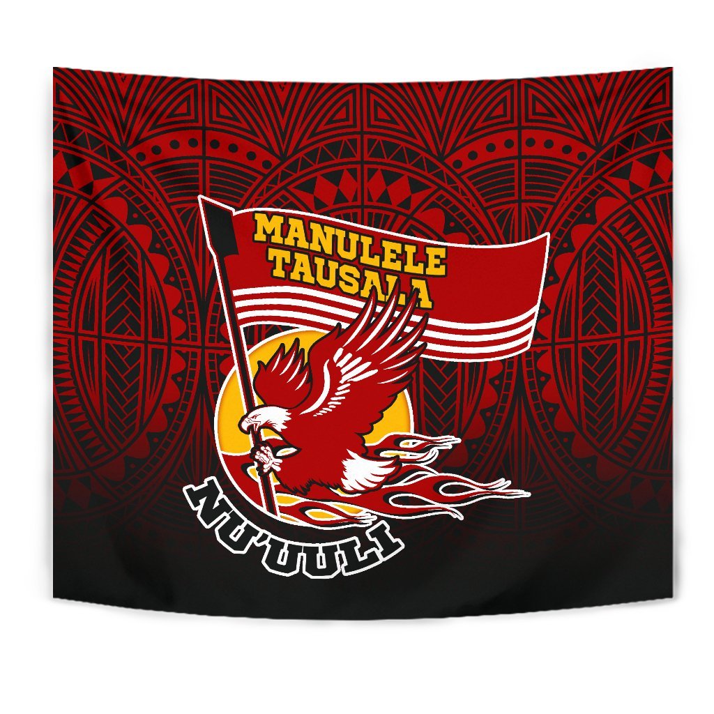 American Samoa Tapestry - Manulele Tausala Nuuuli (Ver 2) Wall Tapestry Red - Polynesian Pride