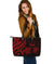 Marshall Islands Large Leather Tote Bag - Tentacle Turtle Red Red - Polynesian Pride